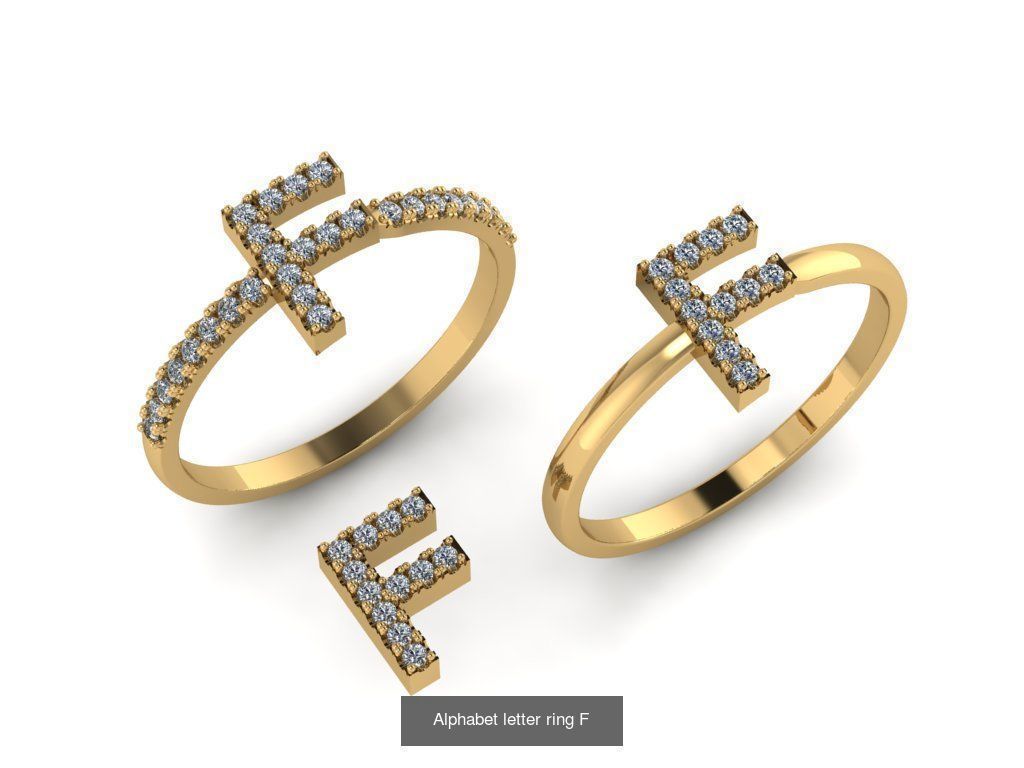 Alphabet letter rings 3D Model Collection_10