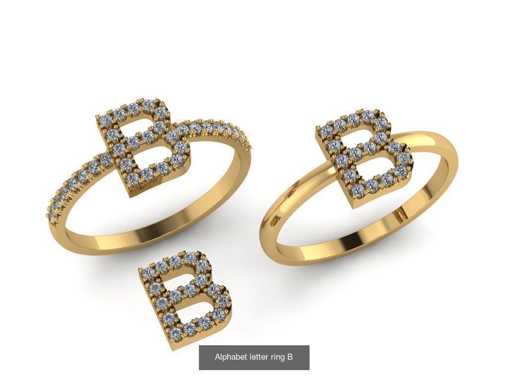 Alphabet letter rings 3D Model Collection_6