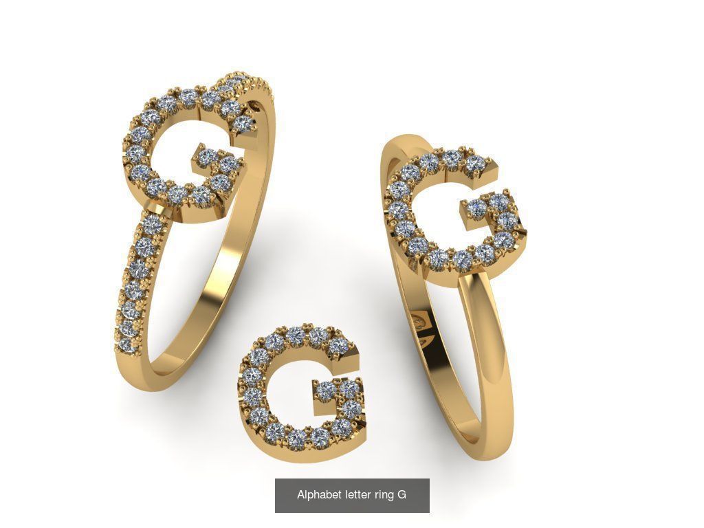 Alphabet letter rings 3D Model Collection_11