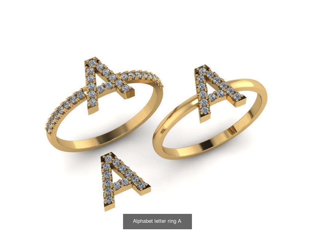 Alphabet letter rings 3D Model Collection_5