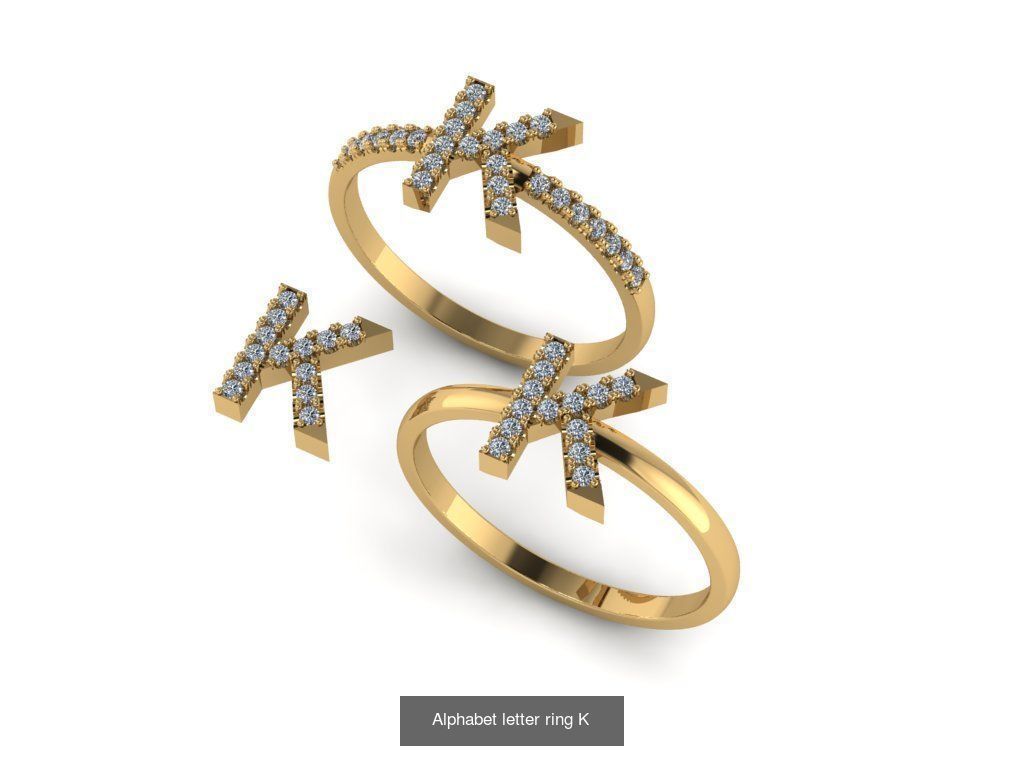 Alphabet letter rings 3D Model Collection_15