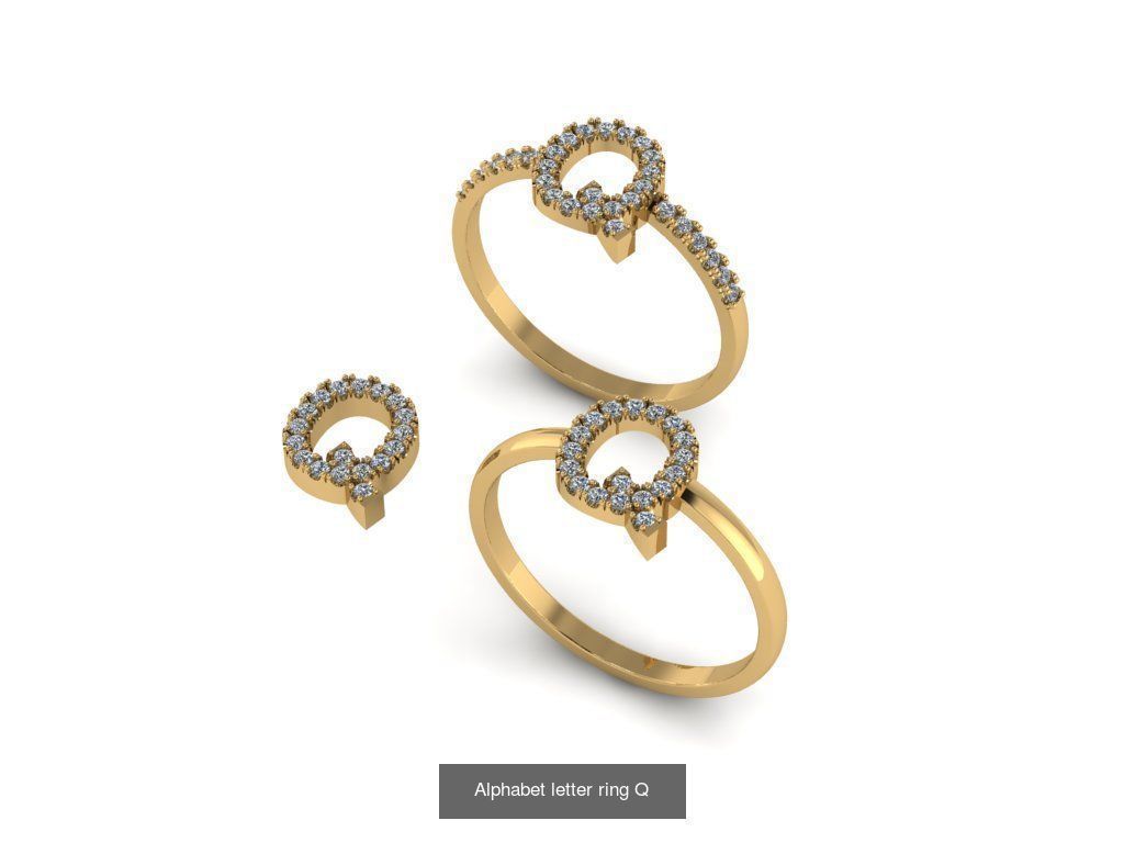 Alphabet letter rings 3D Model Collection_21