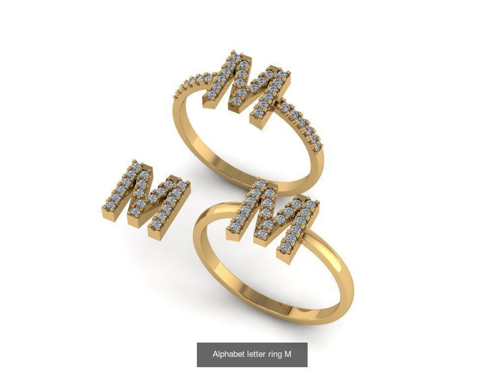 Alphabet letter rings 3D Model Collection_17