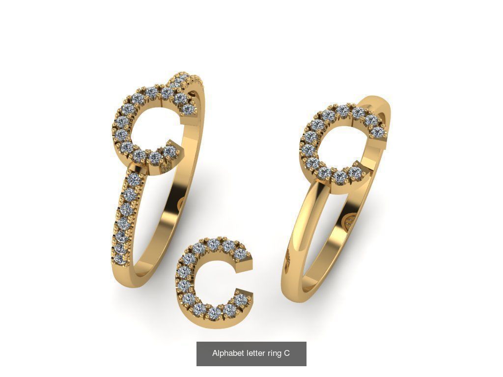 Alphabet letter rings 3D Model Collection_7