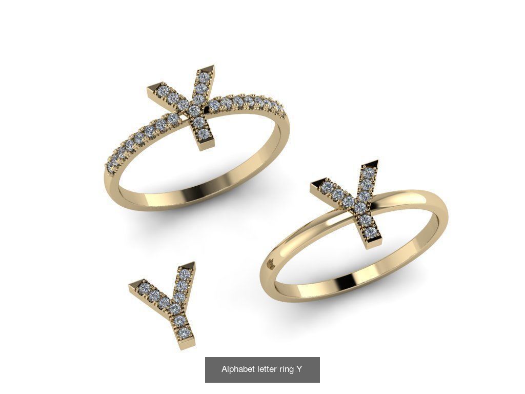 Alphabet letter rings 3D Model Collection_27