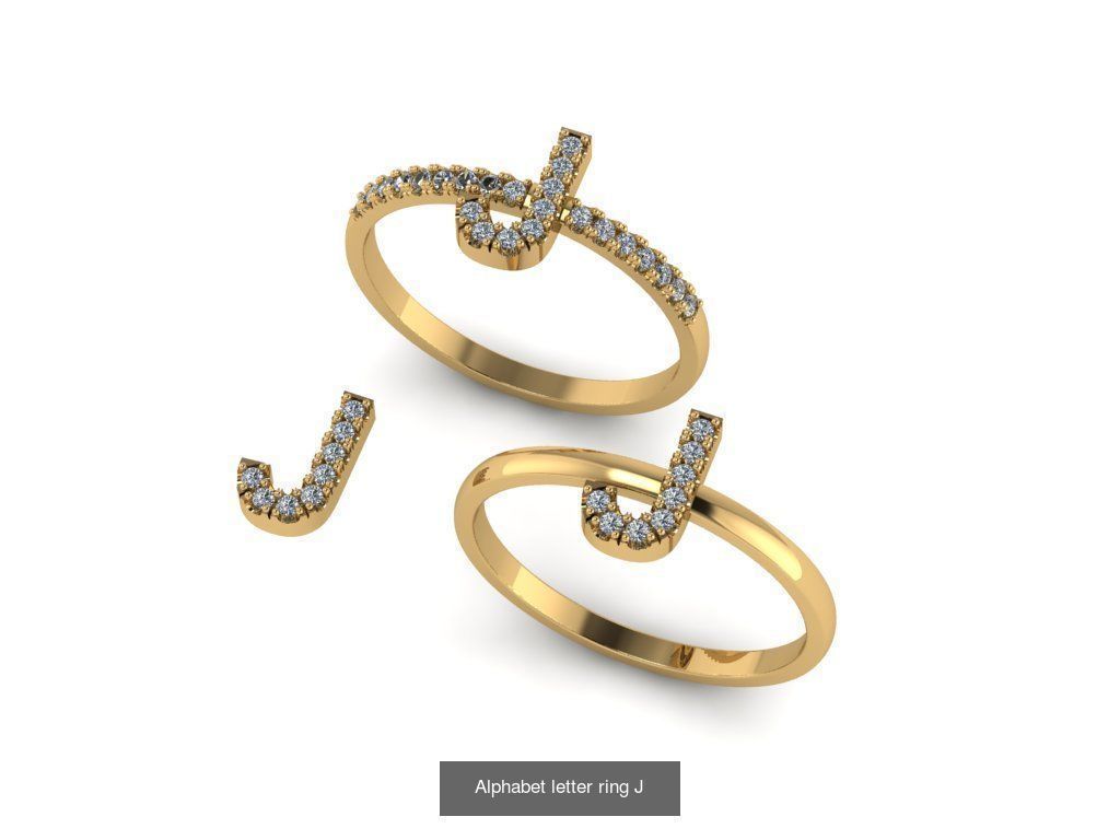 Alphabet letter rings 3D Model Collection_14
