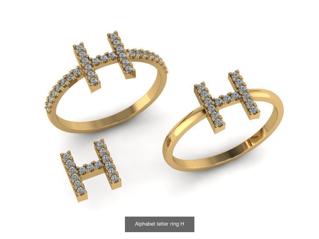 Alphabet letter rings 3D Model Collection_12