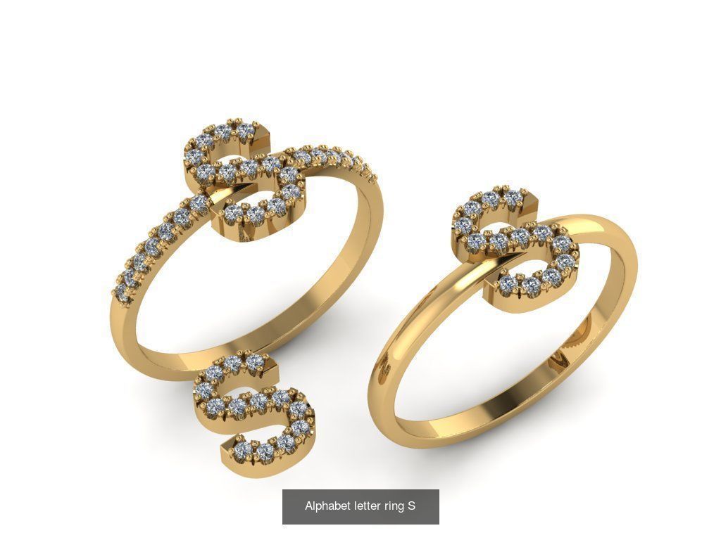 Alphabet letter rings 3D Model Collection_23