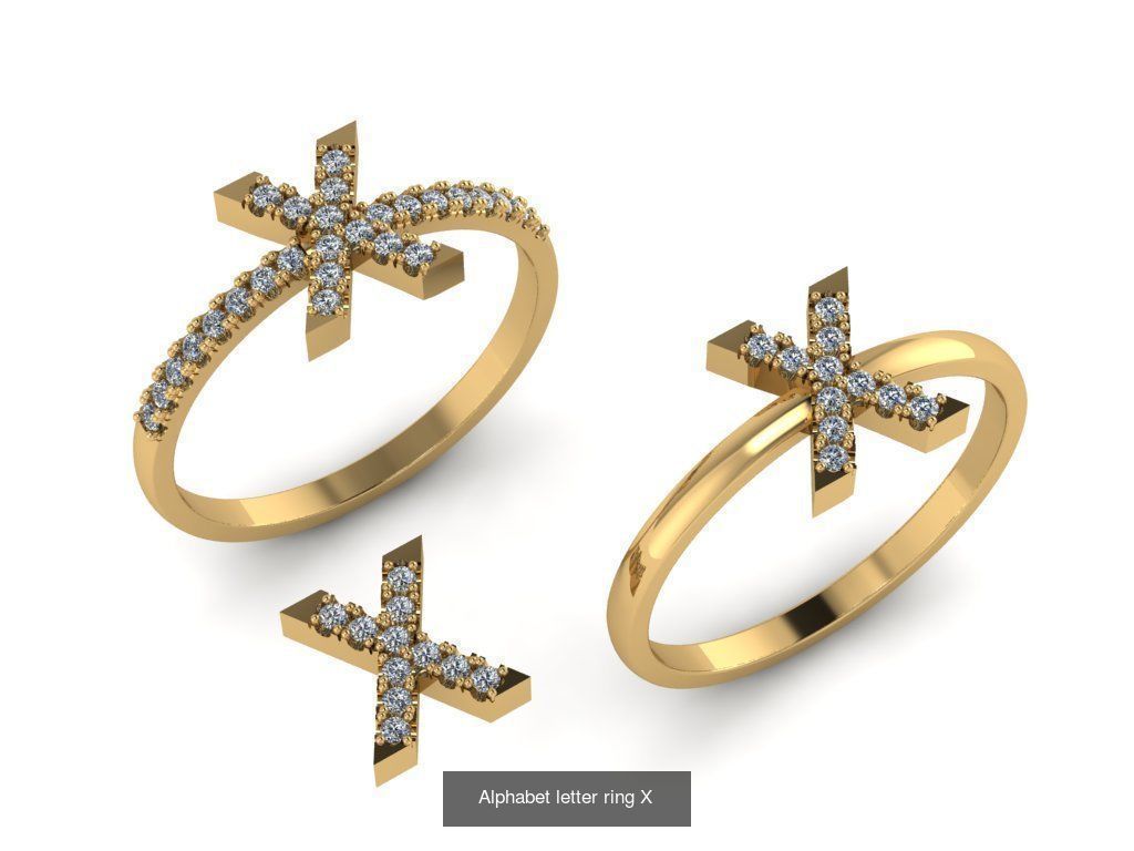 Alphabet letter rings 3D Model Collection_26