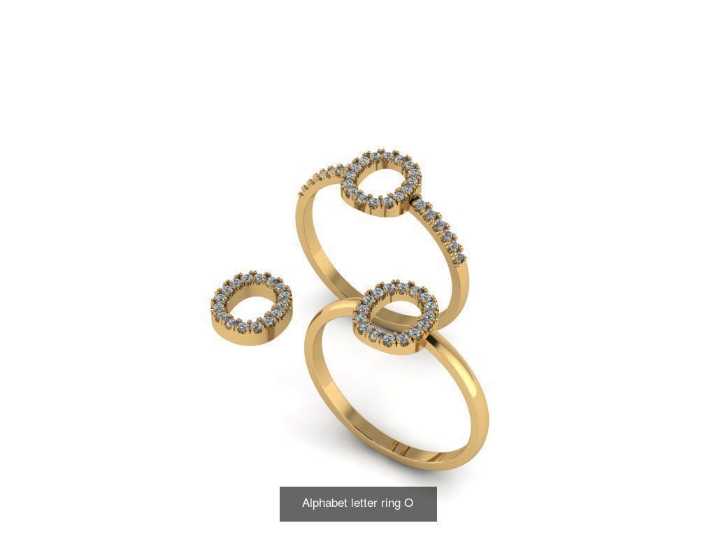Alphabet letter rings 3D Model Collection_19