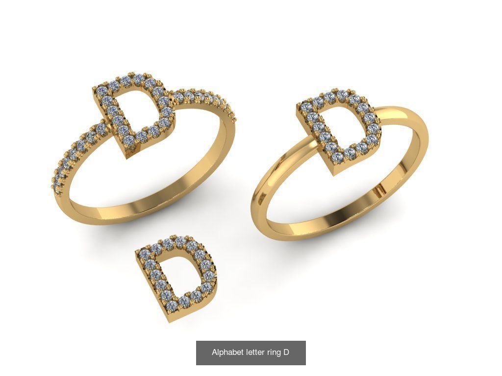 Alphabet letter rings 3D Model Collection_8