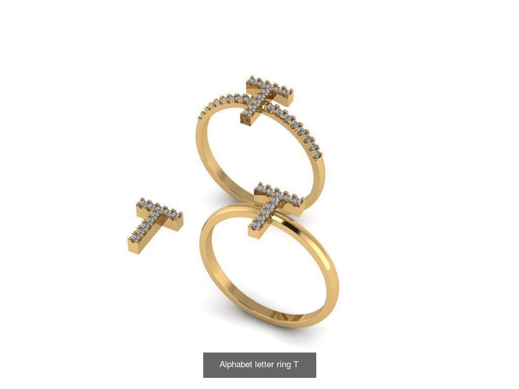 Alphabet letter rings 3D Model Collection_24