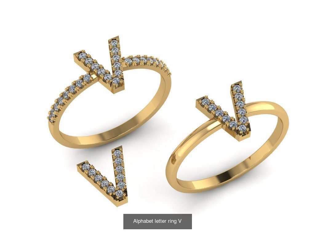 Alphabet letter rings 3D Model Collection_25