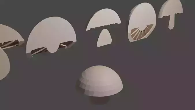 sliced and slice-able mushroom Free 3D model