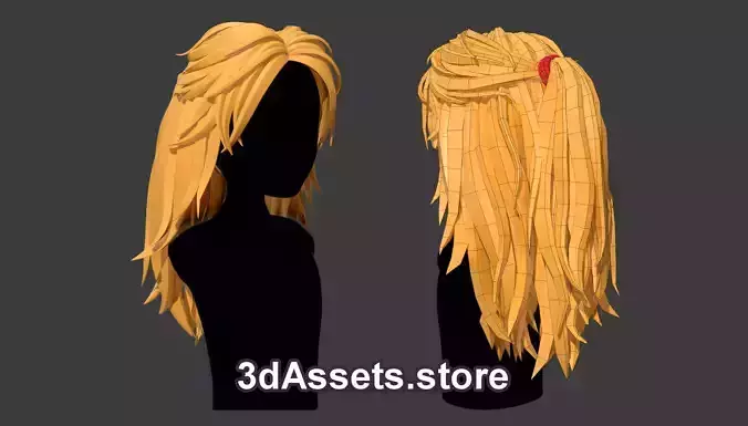 Character - Cartoon - Girl Tails Hair 02