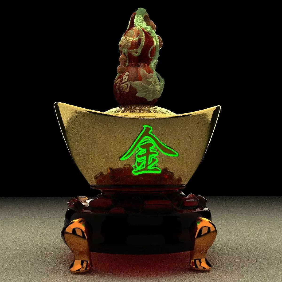 Chinese gold ingot 3D model