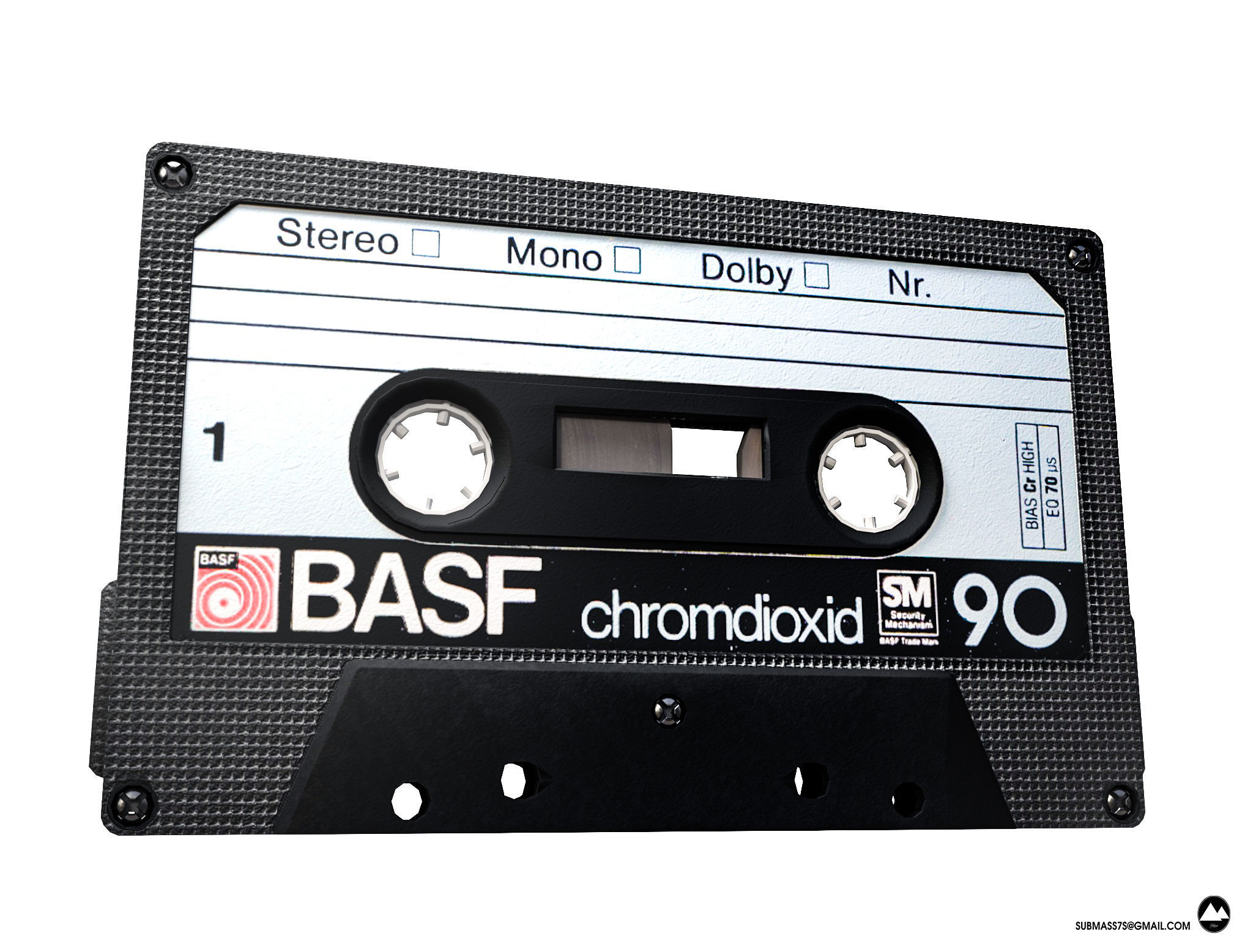 Cassette tape Low-poly 3D model