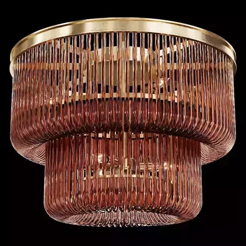 Restoration Hardware BETTINA CRYSTAL SMOKE FLUSH MOUNT BRASS