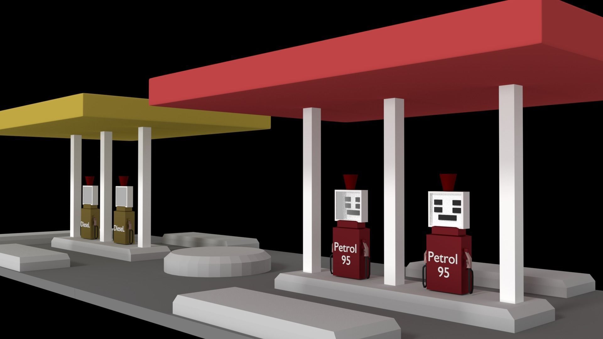 Petrol Station 3D model_4