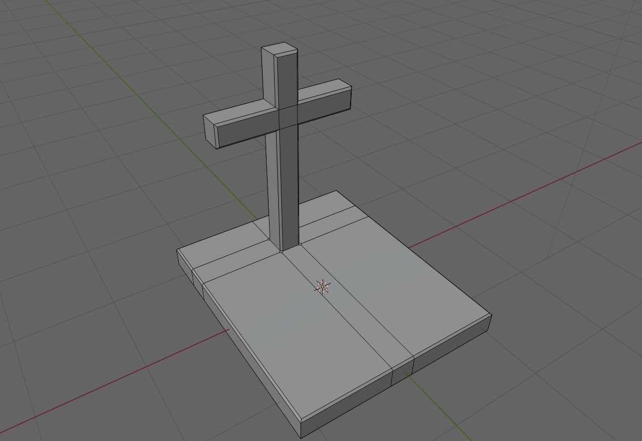 Tomb Concrete - Cross - Graveyard - Printing Low-poly 3D model_6