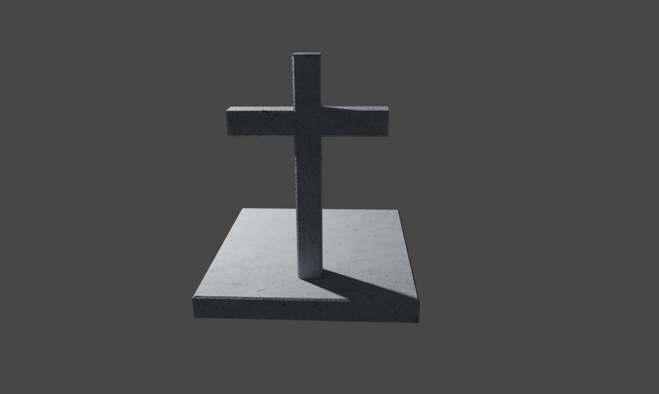 Tomb Concrete - Cross - Graveyard - Printing Low-poly 3D model_2