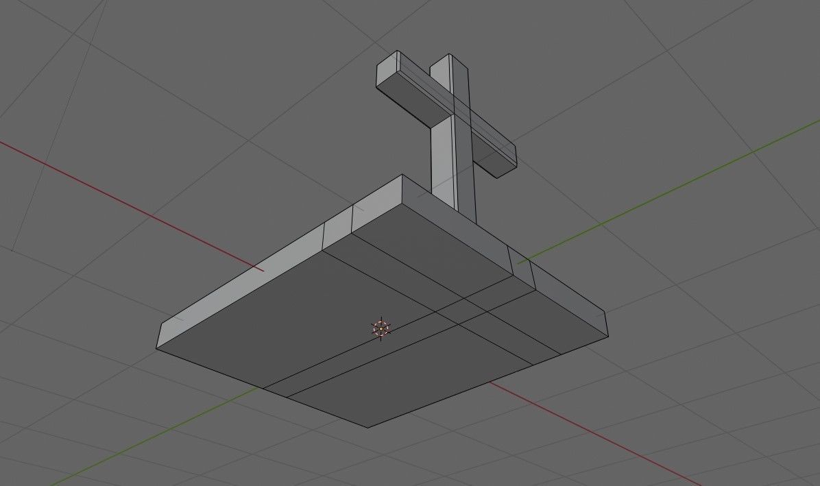 Tomb Concrete - Cross - Graveyard - Printing Low-poly 3D model_7