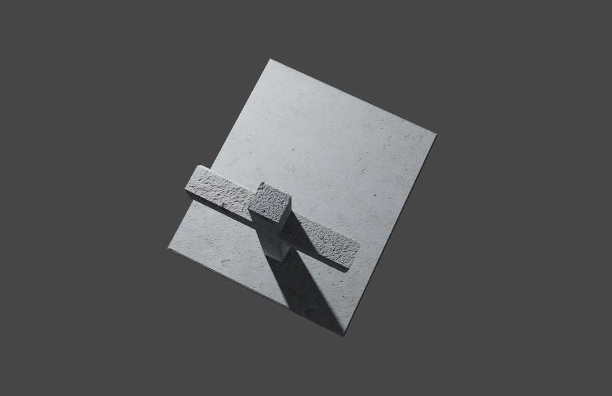 Tomb Concrete - Cross - Graveyard - Printing Low-poly 3D model_3