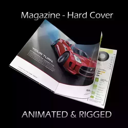 Magazine Hard Cover Opening Rigged Animated 3D model