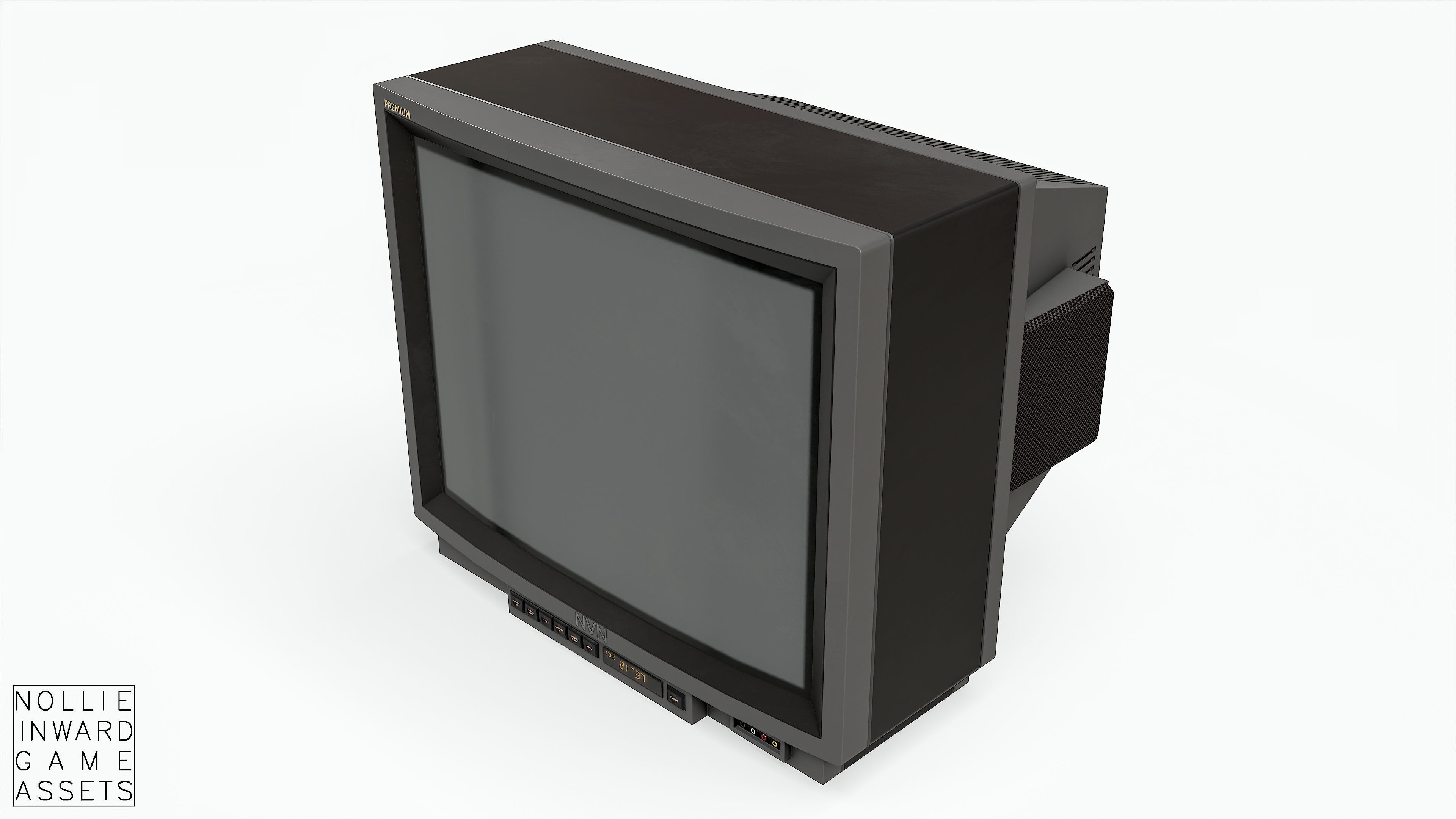 Vintage CRT TV 29 inch - Gray Low-poly 3D model_5
