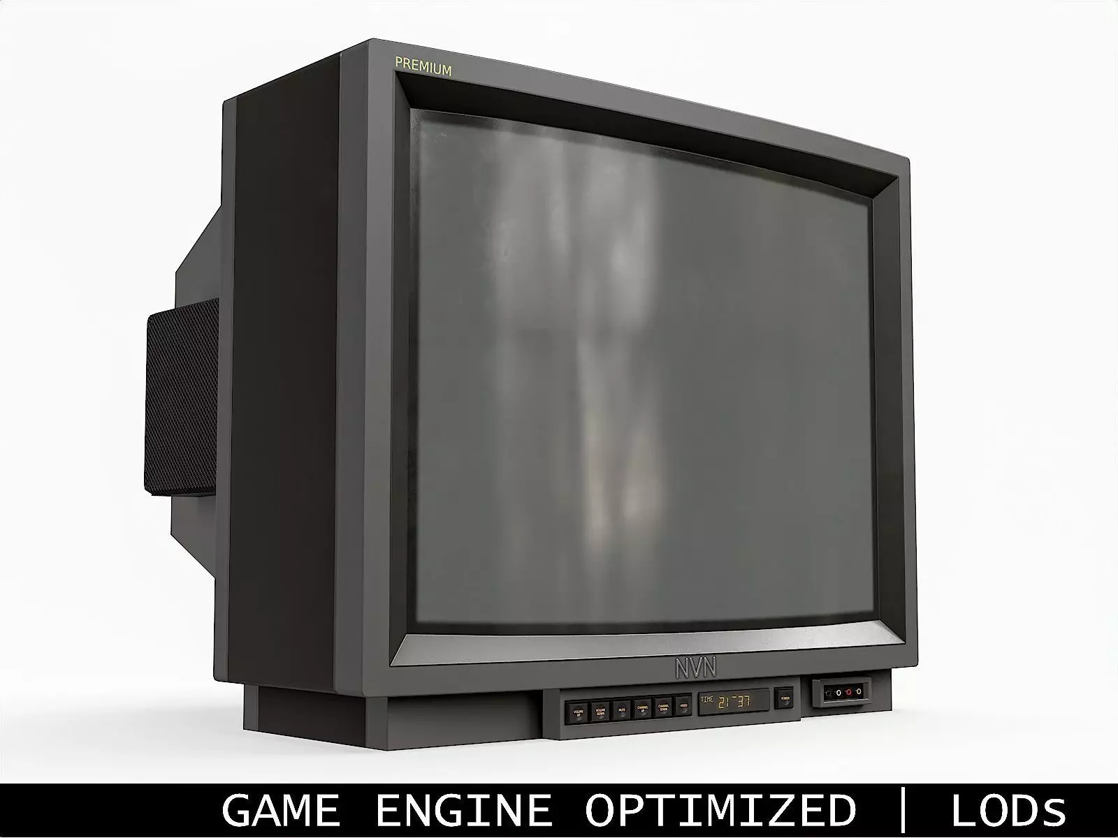 Vintage CRT TV 29 inch - Gray Low-poly 3D model_0