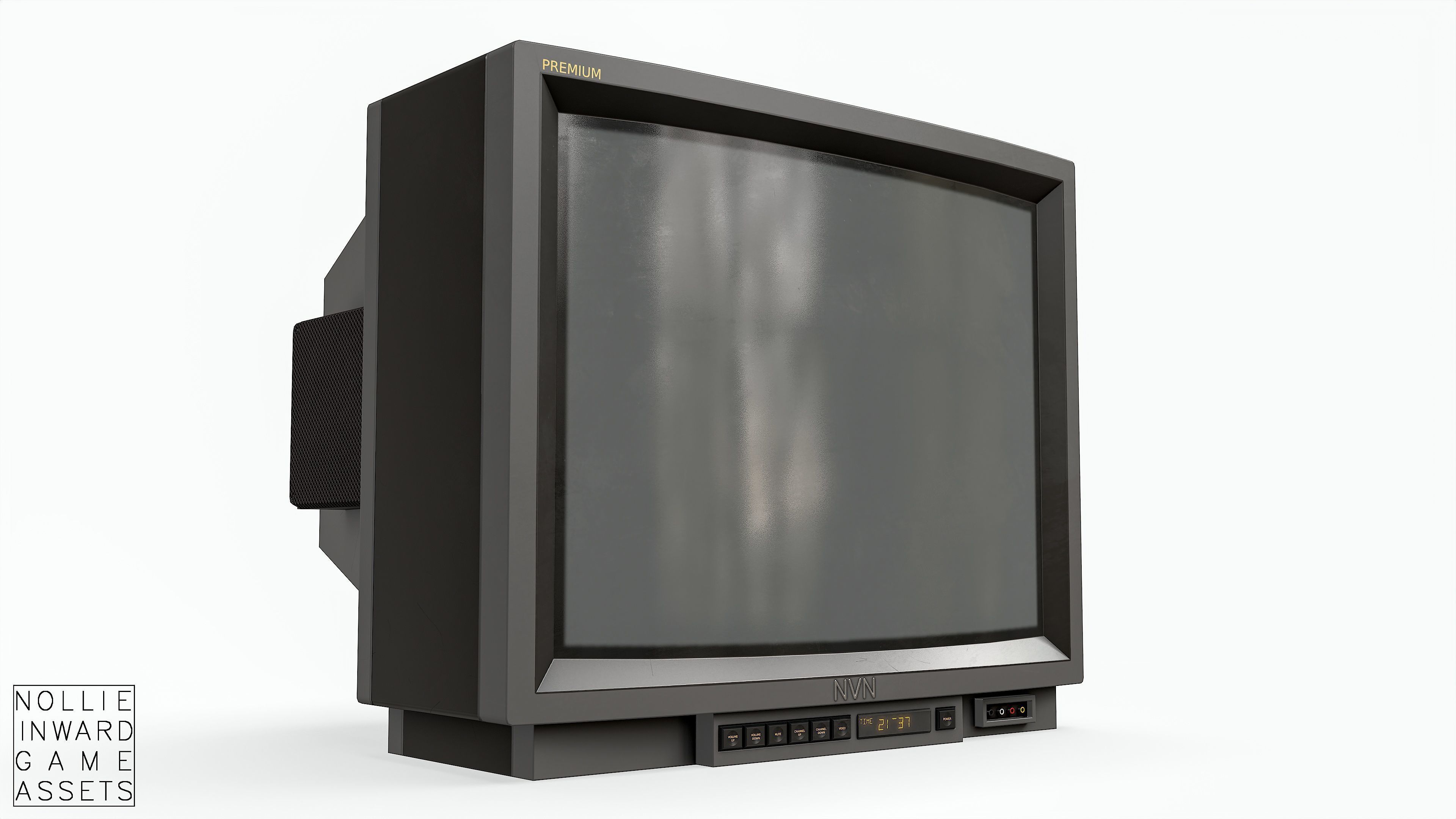 Vintage CRT TV 29 inch - Gray Low-poly 3D model_3
