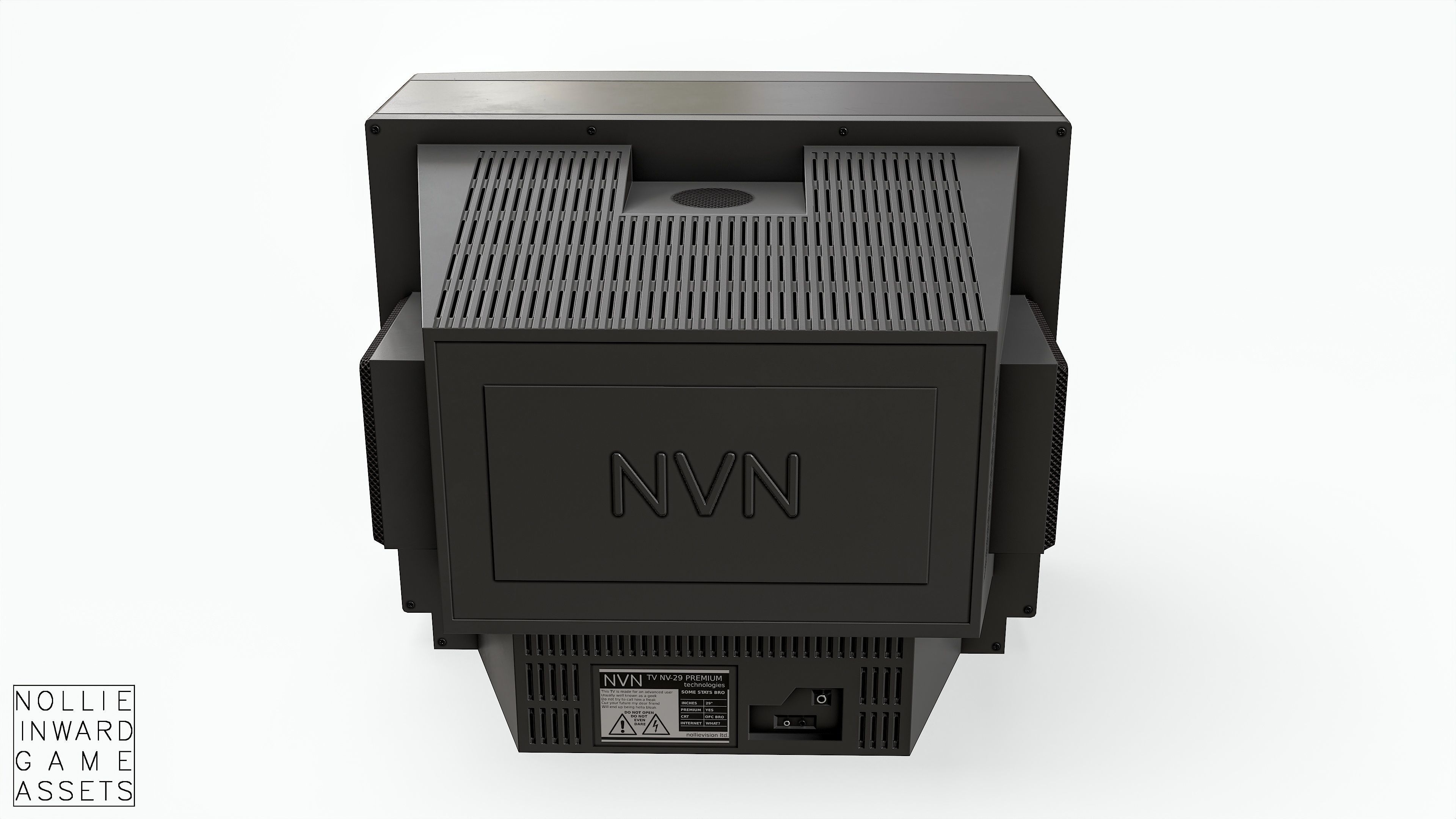 Vintage CRT TV 29 inch - Gray Low-poly 3D model_7