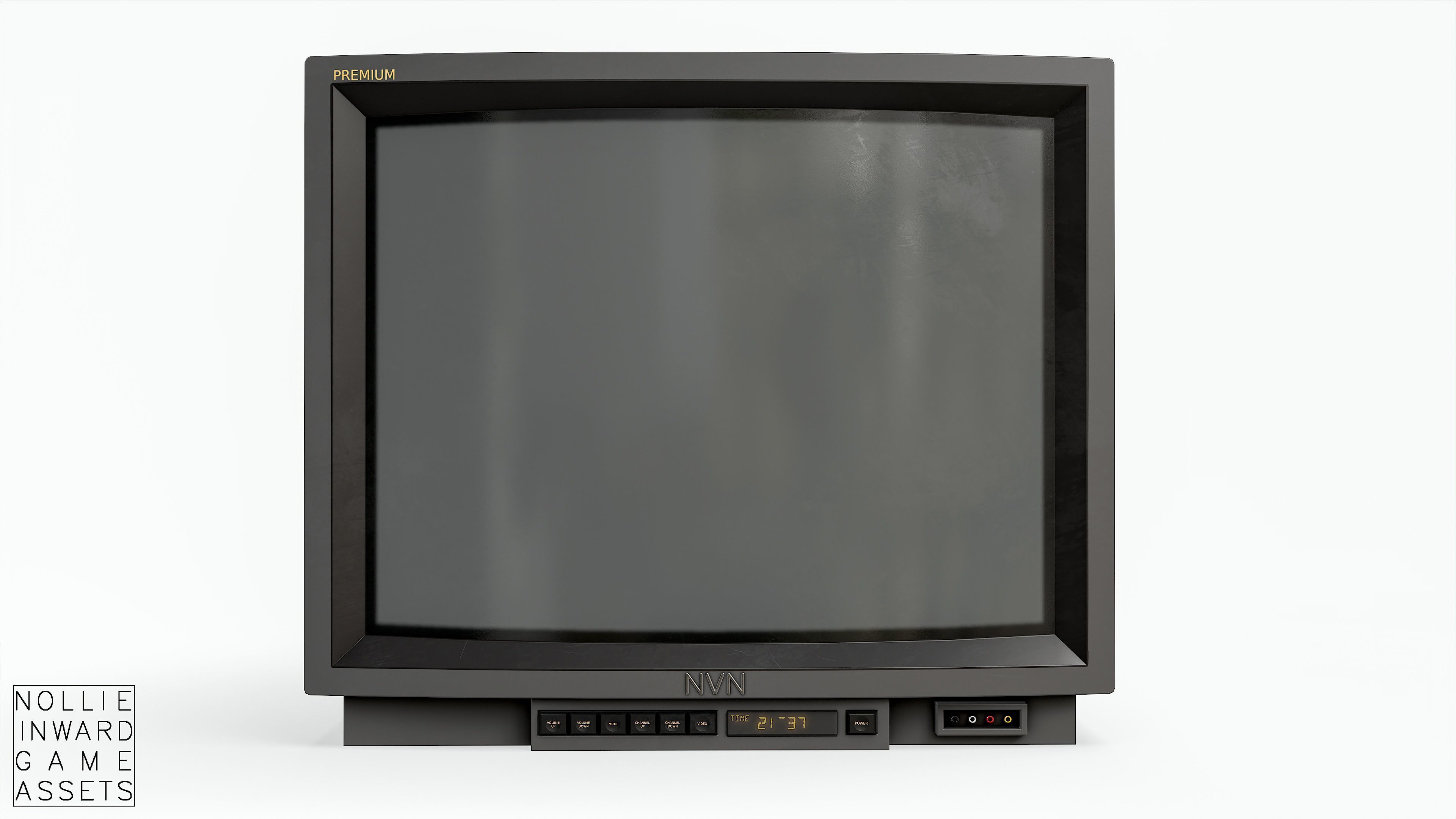 Vintage CRT TV 29 inch - Gray Low-poly 3D model_2