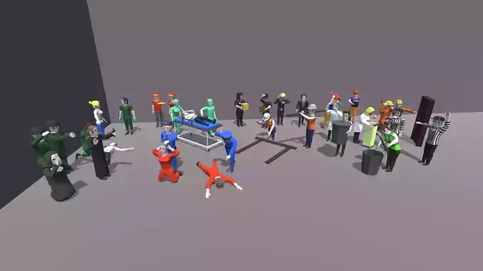 9t5 Low Poly Characters - Occupations Low-poly 3D model