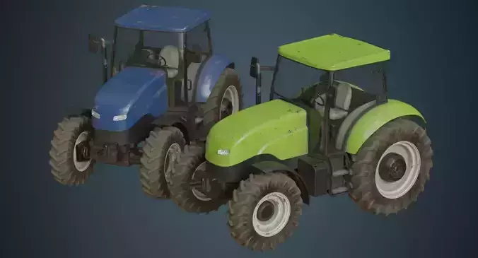 Tractor 1B Low-poly 3D model