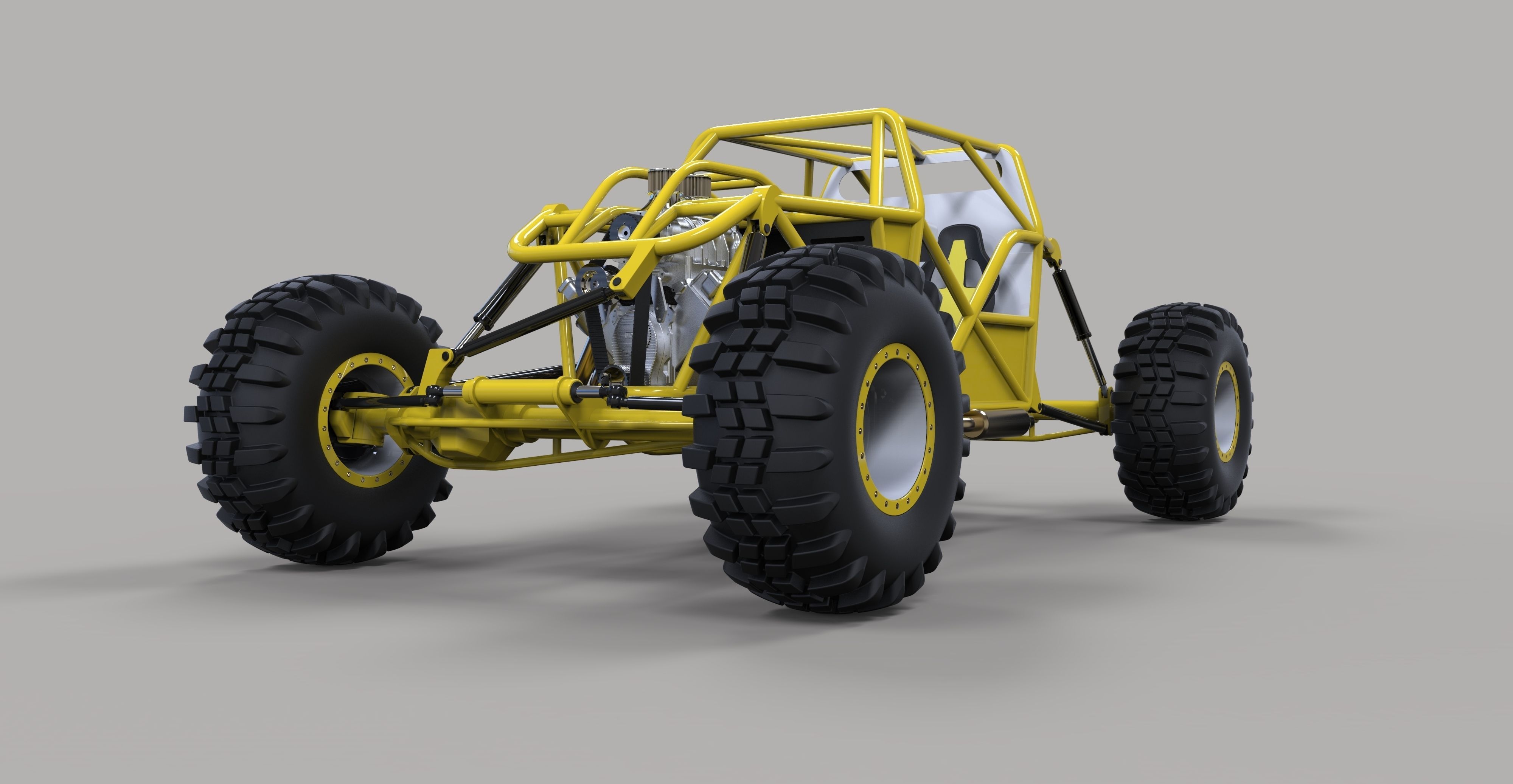 Rock crawling buggy 3D model_3