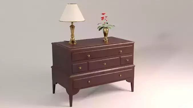 cabinet chest of drawers with lamp