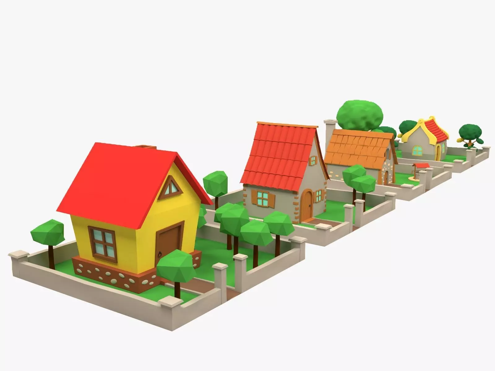 Low Poly Cartoon House Low-poly 3D model_0