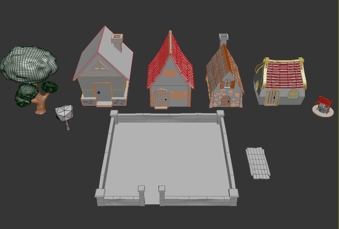 Low Poly Cartoon House Low-poly 3D model_6