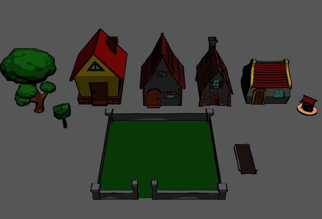 Low Poly Cartoon House Low-poly 3D model_7