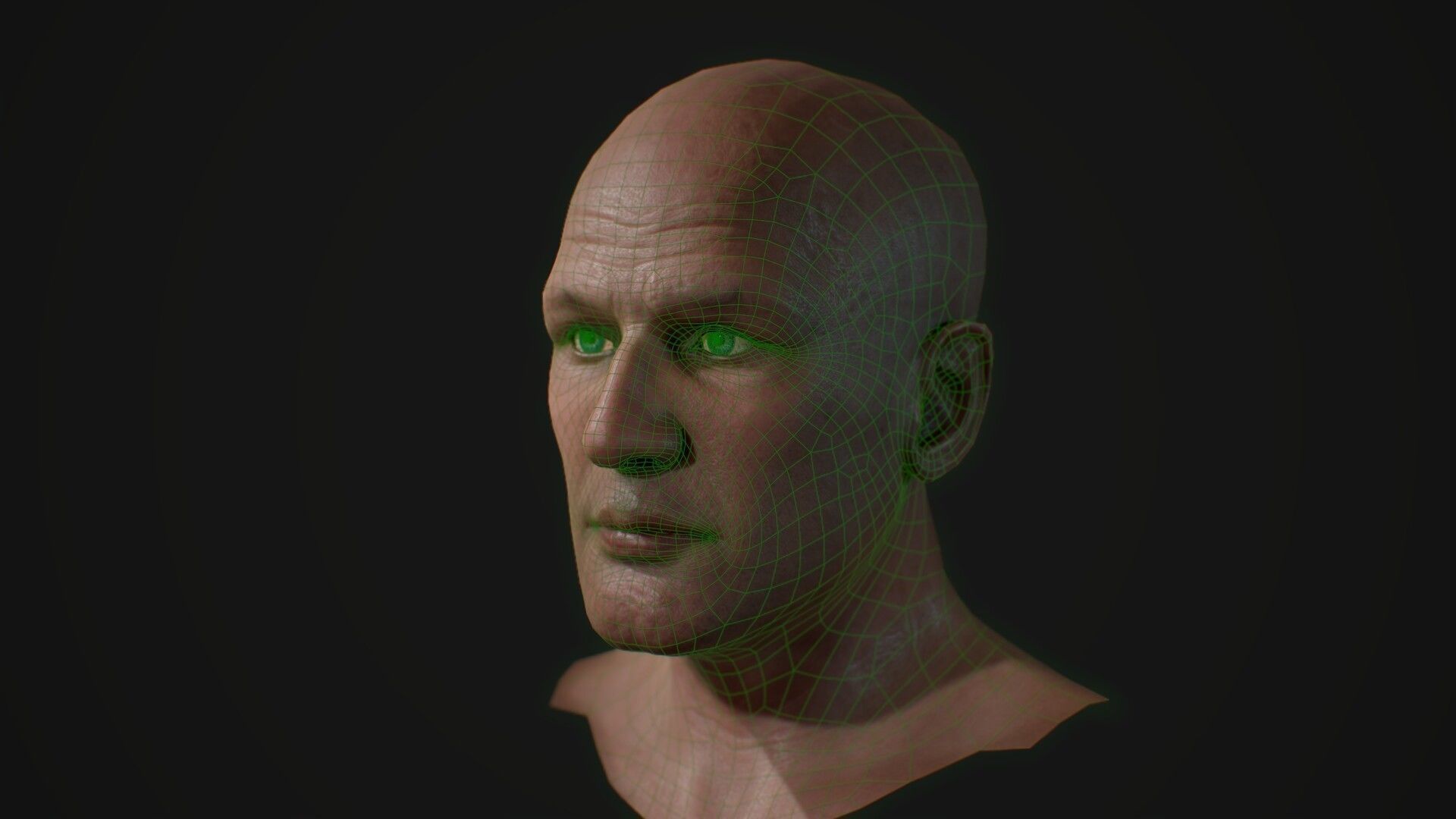 Male head rigged Low-poly 3D model_7