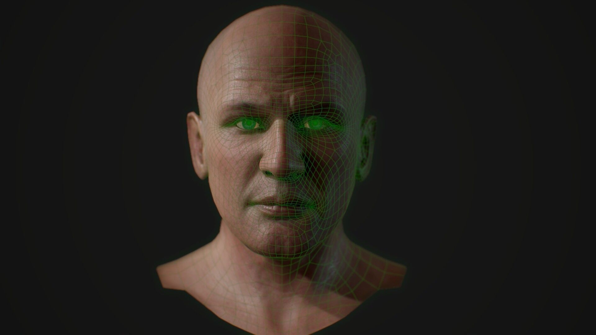 Male head rigged Low-poly 3D model_8