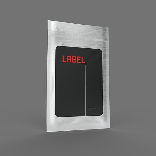 Metallized zip package with labels 3D model