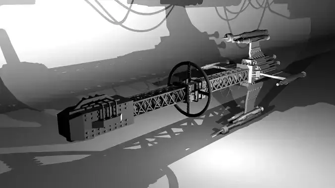 Spaceship 3d model in shadows