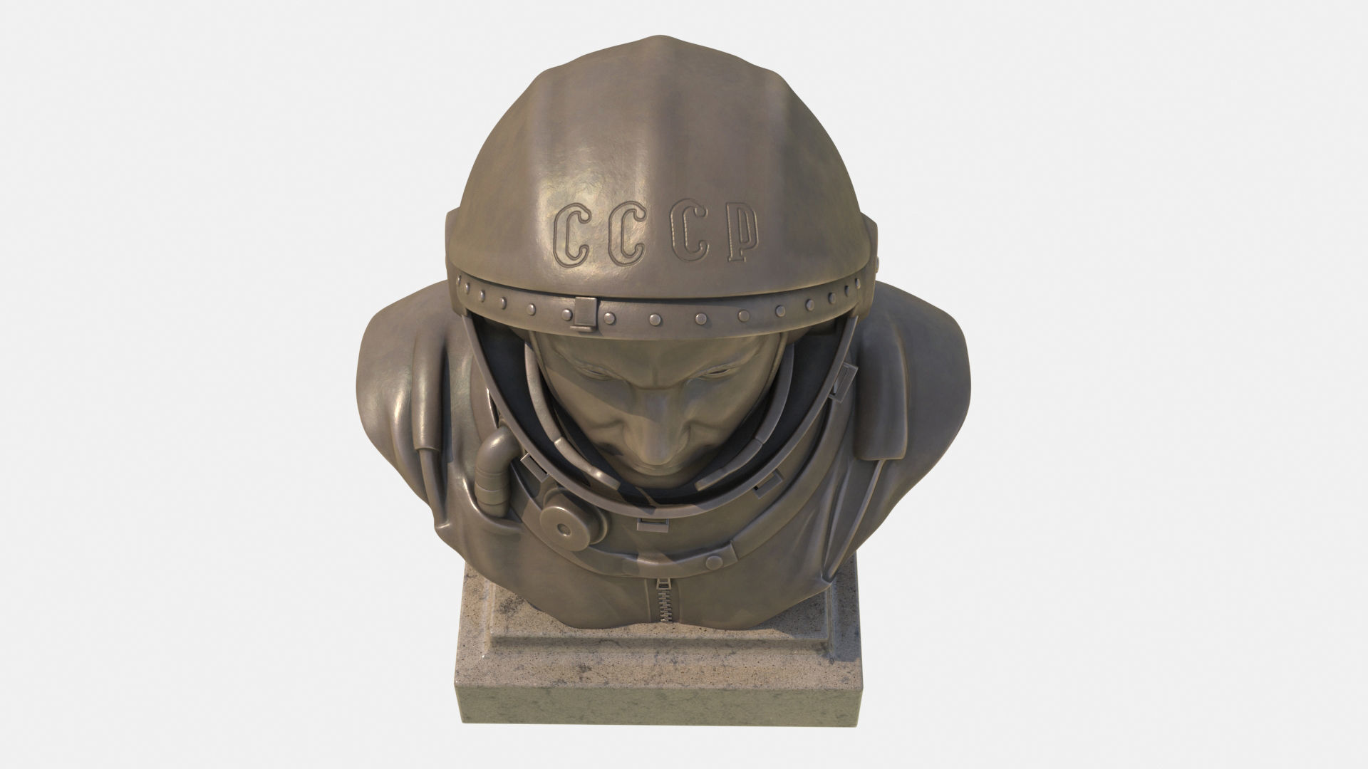 Gagarin bust of man in helmet Low-poly 3D model_5