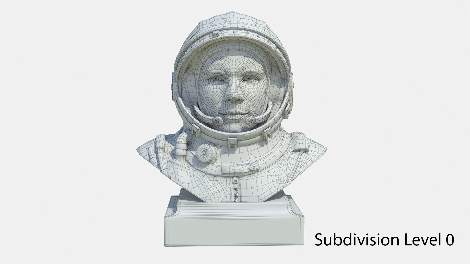Gagarin bust of man in helmet Low-poly 3D model_12