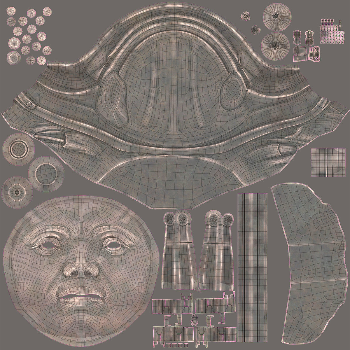 Gagarin bust of man in helmet Low-poly 3D model_11