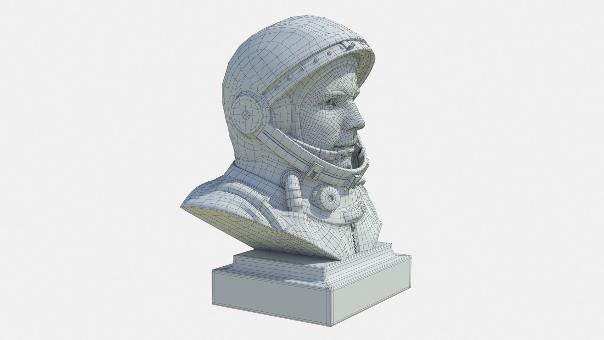 Gagarin bust of man in helmet Low-poly 3D model_7