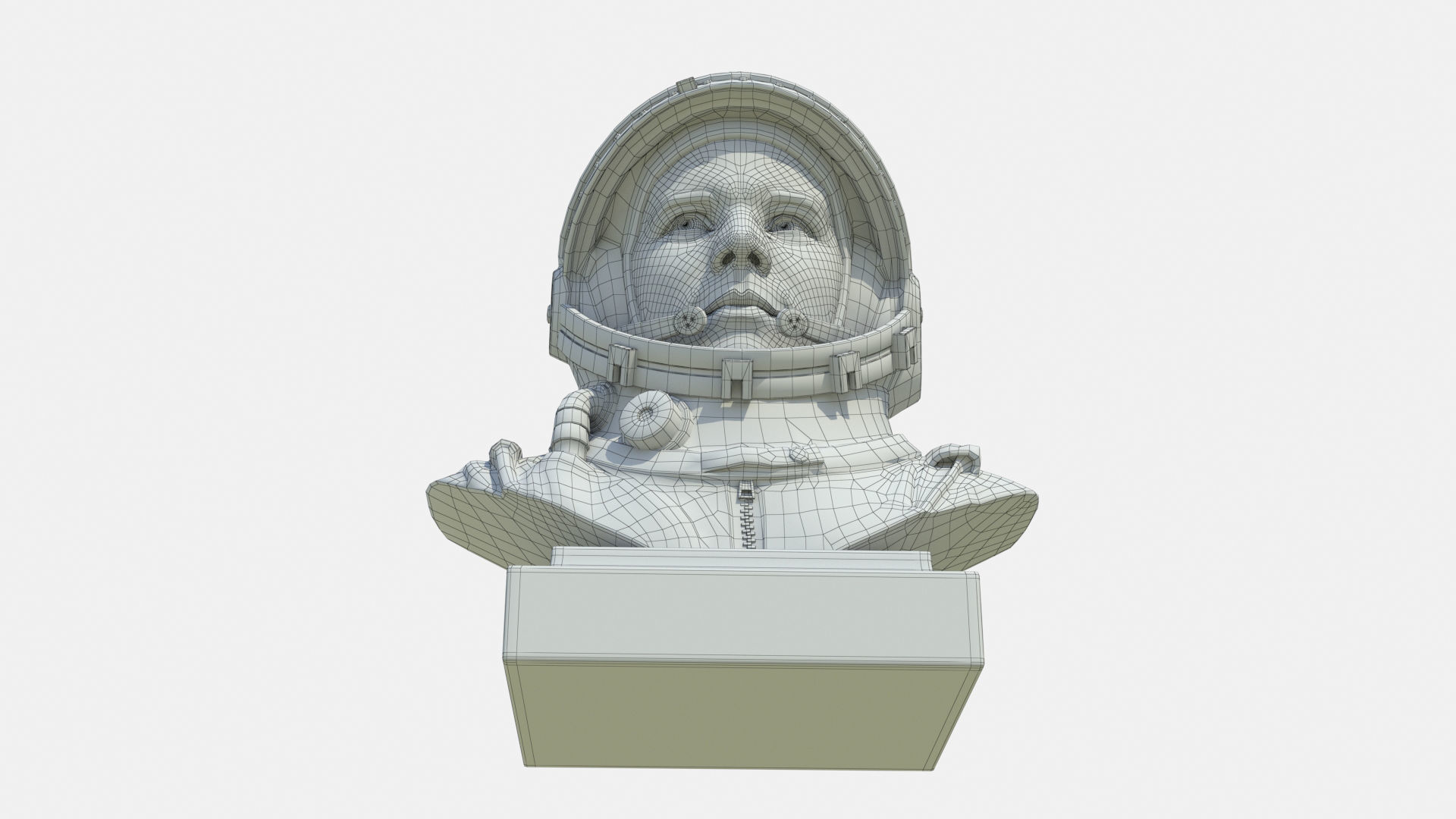Gagarin bust of man in helmet Low-poly 3D model_9