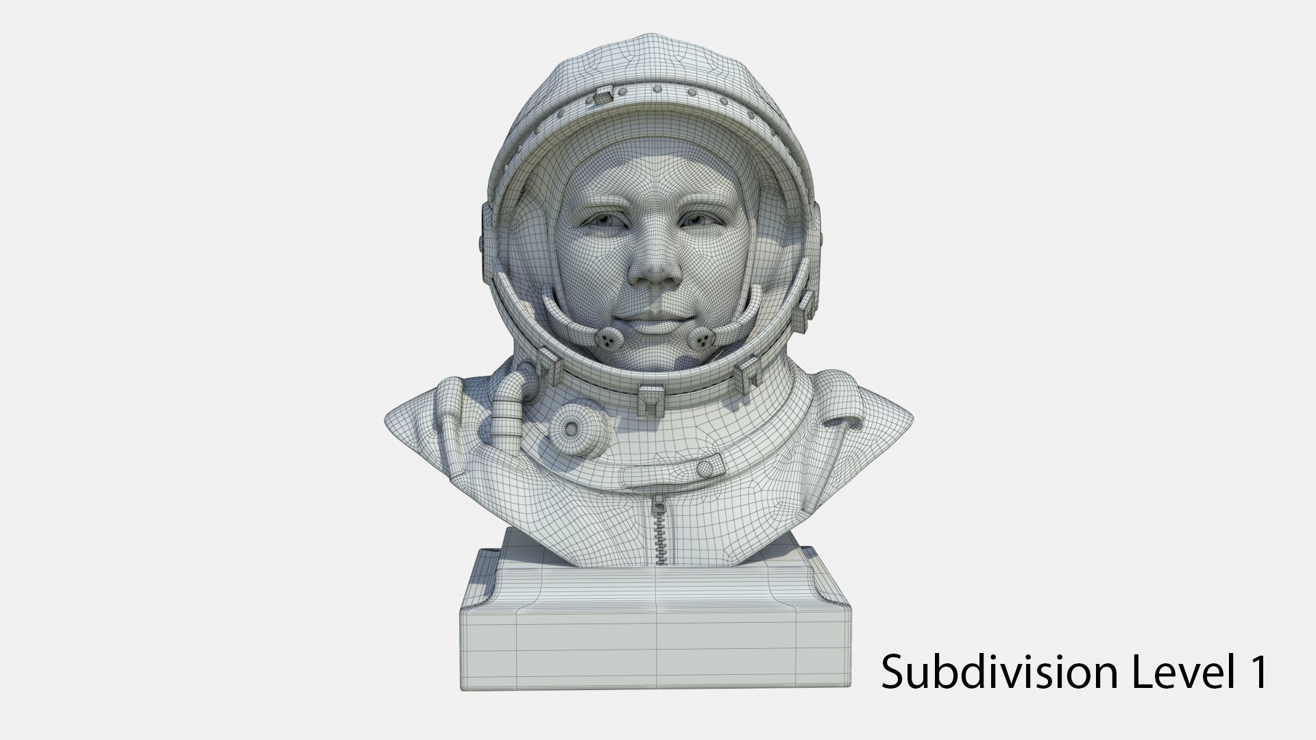 Gagarin bust of man in helmet Low-poly 3D model_13